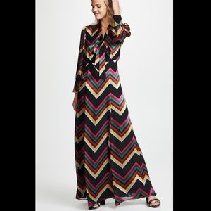 Alice and Olivia Annabella chevron silk dress